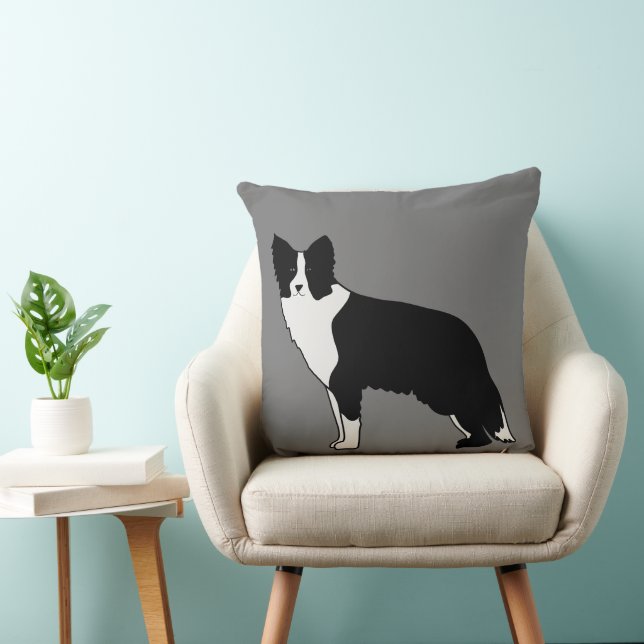 Border Collie Dog Abstract Illustratie grijs Kussen (Stoel)