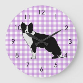 Border Collie Dog Abstracte Illustratie Gingham Grote Klok