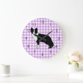 Border Collie Dog Abstracte Illustratie Gingham Grote Klok (Huis)