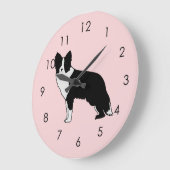 Border Collie Dog Abstracte Illustratie Roze Grote Klok (Hoek)