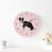 Border Collie Dog Abstracte Illustratie Roze Grote Klok (Huis)