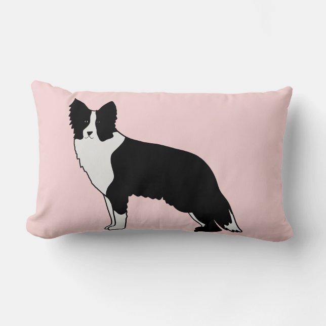 Border Collie Dog Abstracte Illustratie Roze Kussen (Voorkant)