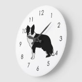 Border Collie Dog Abstracte Illustratie White Grote Klok (Hoek)