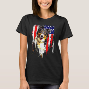Border Collie Dog Amerikaanse vlag USA Geweldige T-shirt