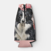 Border Collie Dog and Bold Pink Lilies Flesjeskoeler (Achterkant)