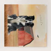 Border Collie Dog and Red Barn Ranch Legpuzzel (Horizontaal)