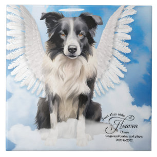 Border Collie Dog Angel Custom Pet Memorial Tegeltje