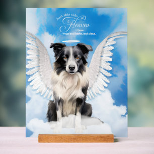 Border Collie Dog Angel met naam Pet Memorial Acryl Bord