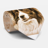 Border Collie Dog Animal Pet Wood Stropdas (Opgerold)