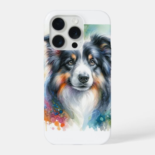 Border Collie Dog AREF1801 - Watercolor iPhone Hoesje (Achterkant)