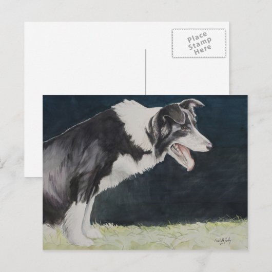 Border Collie Dog Art Briefkaart (Voorkant / Achterkant)