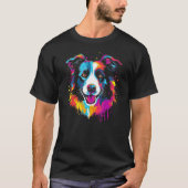 Border Collie Dog Australian Shepherd Graffiti Gra T-shirt (Voorkant)