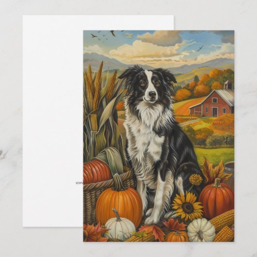 Border Collie Dog Autumn Harvest Thanksgiving Feestdagenkaart (Voorkant / Achterkant)