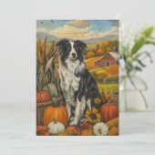 Border Collie Dog Autumn Harvest Thanksgiving Feestdagenkaart (Staand voorkant)