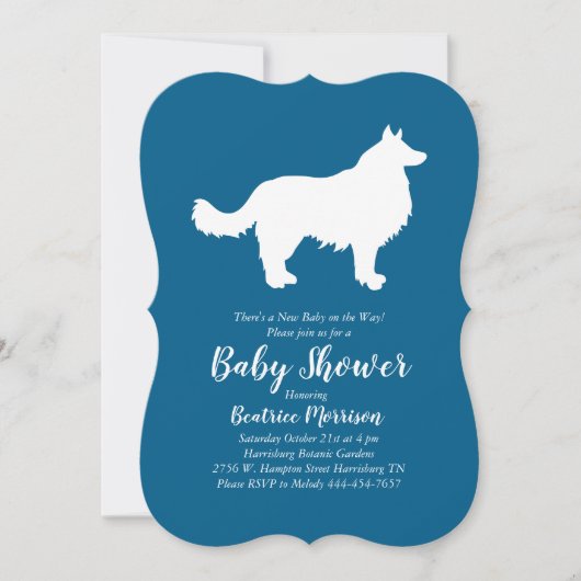Border Collie Dog Baby shower Blue Boy Kaart (Voorkant)