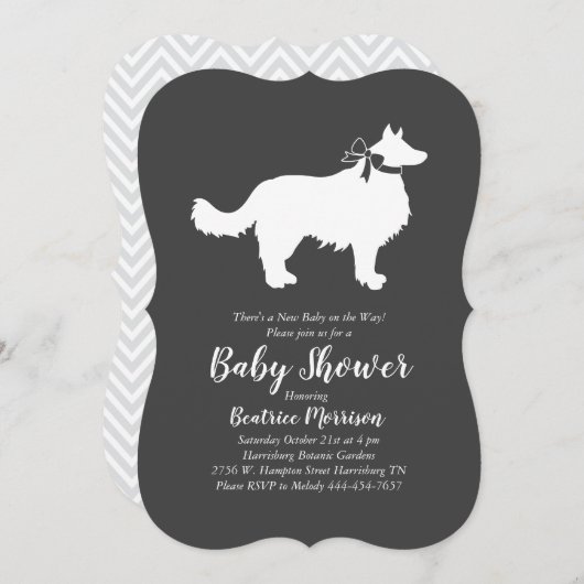 Border Collie Dog Baby shower Kaart (Voorkant / Achterkant)