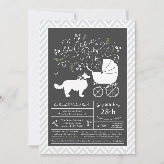 Border Collie Dog Baby shower Kaart (Voorkant)