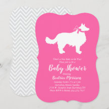 Border Collie Dog Baby shower Pink Girl