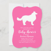 Border Collie Dog Baby shower Pink Girl Kaart (Voorkant)