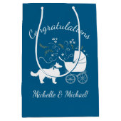 Border Collie Dog Baby shower Puppy Blue Boy Medium Cadeauzakje (Voorkant)