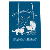 Border Collie Dog Baby shower Puppy Blue Boy Medium Cadeauzakje (Achterkant)