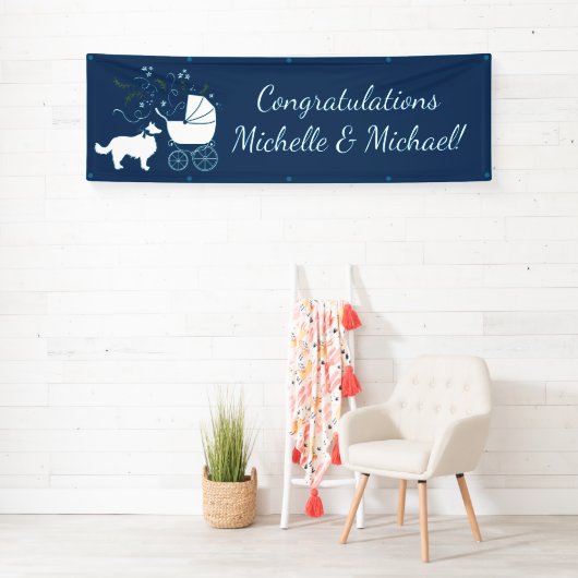 Border Collie Dog Baby shower Puppy Blue Boy Spandoek (Insitu)