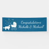 Border Collie Dog Baby shower Puppy Blue Boy Spandoek (Horizontaal)