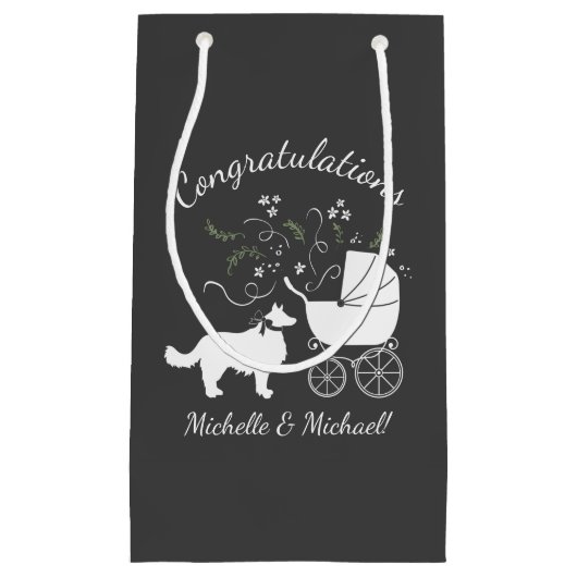 Border Collie Dog Baby shower Puppy Grey Klein Cadeauzakje (Voorkant)