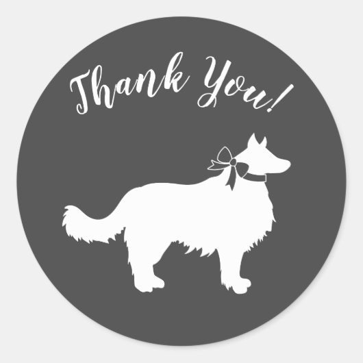 Border Collie Dog Baby shower Puppy Grey Ronde Sticker (Voorkant)