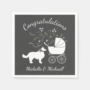 Border Collie Dog Baby shower Puppy Grey Servet