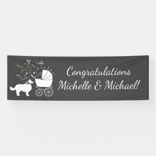 Border Collie Dog Baby shower Puppy Grey Spandoek (Horizontaal)