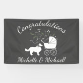Border Collie Dog Baby shower Puppy Grey Spandoek (Horizontaal)