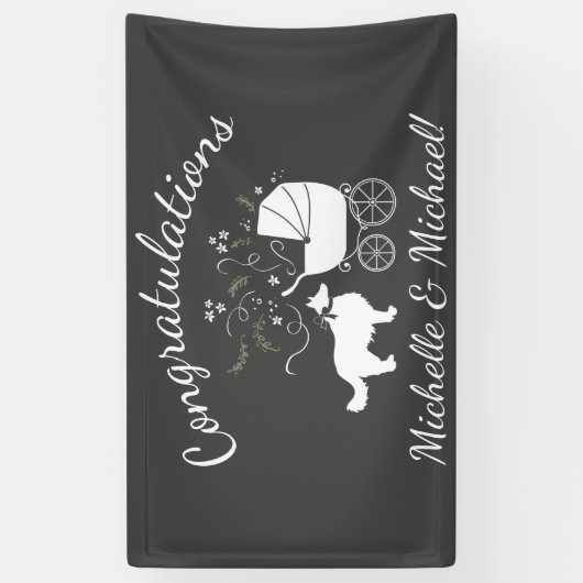 Border Collie Dog Baby shower Puppy Grey Spandoek (Verticaal)