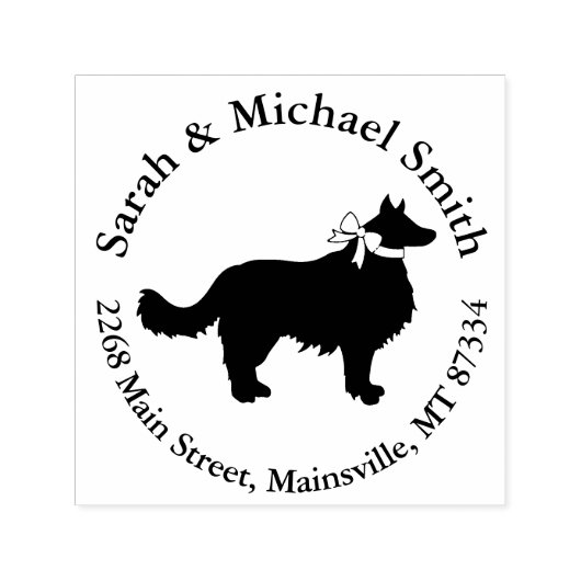 Border Collie Dog Baby shower Puppy Grey Zelfinktende Stempel (Design)