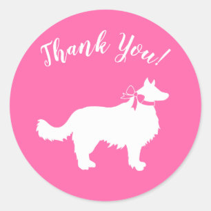 Border Collie Dog Baby shower Puppy Pink Girl Ronde Sticker