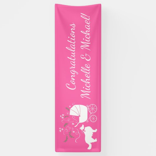 Border Collie Dog Baby shower Puppy Pink Girl Spandoek (Verticaal)