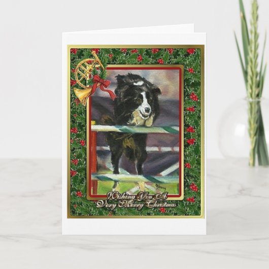 Border Collie Dog Blank Kerst Kaart (Voorkant)
