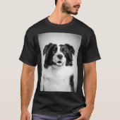 Border Collie Dog BW  D8 T-shirt (Voorkant)