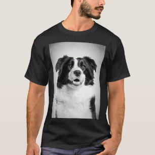 Border Collie Dog BW  D8 T-shirt