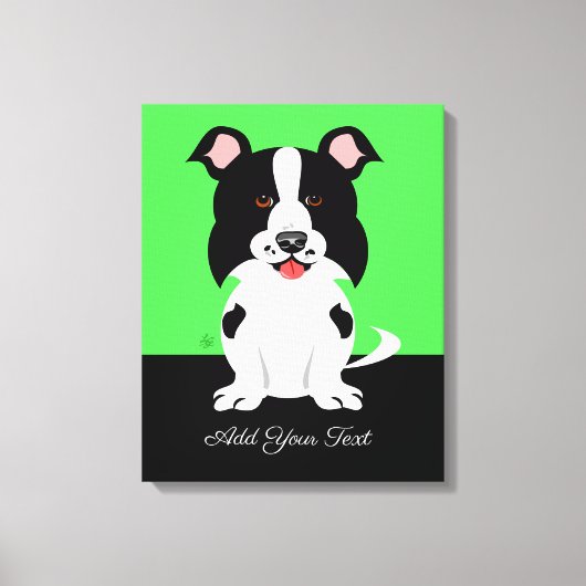 Border Collie Dog Cartoon Canvas Afdruk (Voorkant)