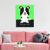Border Collie Dog Cartoon Canvas Afdruk (Insitu (Woonkamer))