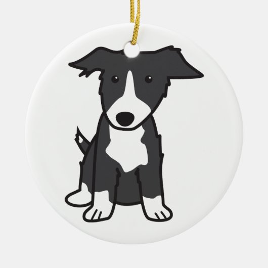 Border Collie Dog Cartoon Keramisch Ornament (Voorkant)