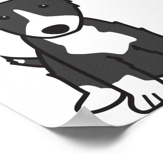 Border Collie Dog Cartoon Poster (Hoek)
