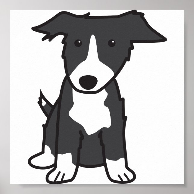 Border Collie Dog Cartoon Poster (Voorkant)