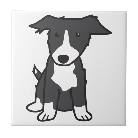 Border Collie Dog Cartoon Tegeltje (Voorkant)