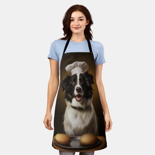 Border Collie Dog Chef Schort (Gedragen)