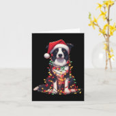 Border Collie Dog Christmas Lights Santa Hat Dog L Kaart (Gele Bloem)