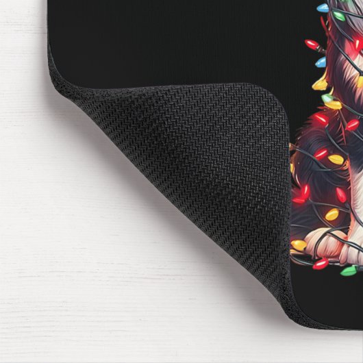 Border Collie Dog Christmas Lights Santa Hat Dog L Muismat (Hoek)