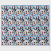 Border Collie Dog Christmas Snow Agility Fun Cadeaupapier (Vlak)