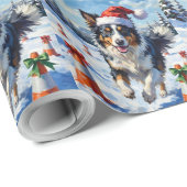 Border Collie Dog Christmas Snow Agility Fun Cadeaupapier (Rol Hoek)